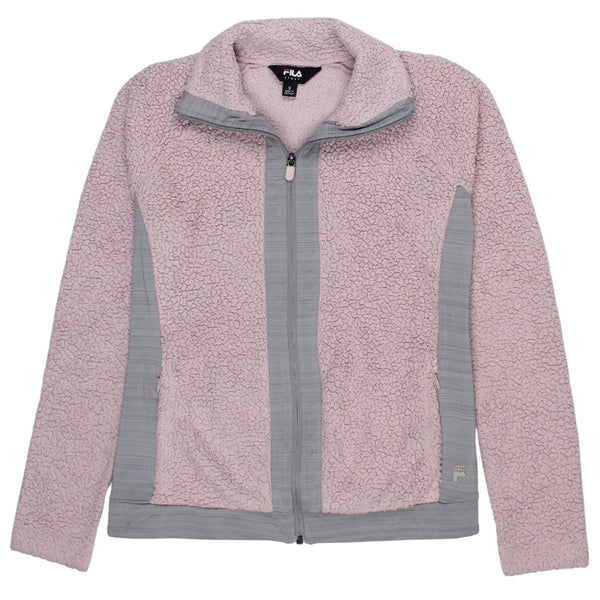 Fila 90's Full Zip Up Fleece Jumper Small Pink