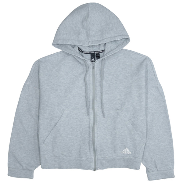 Adidas 90's Vintage Grey Hoodie L | Full Zip Striped Sleeve Jacket