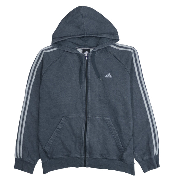 Adidas Men's XLarge Grey 90's Striped Sleeve Full Zip Up Hoodie