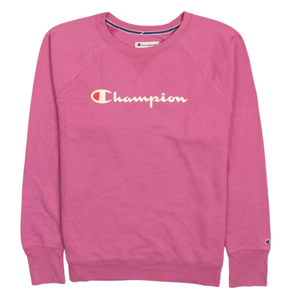 Champion Women's 90's Purple Spellout Crewneck Sweatshirt XLarge