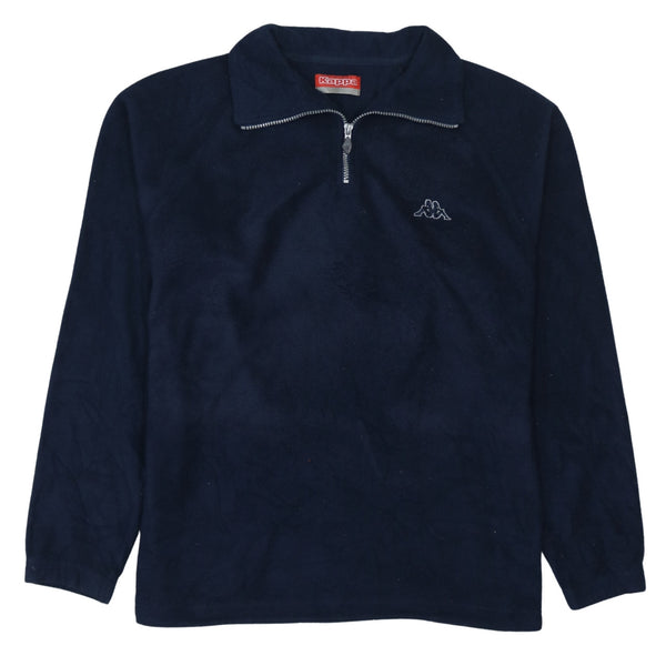 Men's Vintage Kappa 90's Quarter Zip Fleece Hiking Jumper XLarge Navy