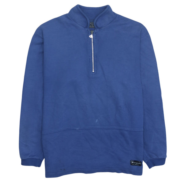 Vintage Champion 90's Blue Quarter Zip Sweatshirt M | Men’s Top