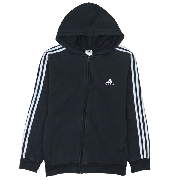 Adidas 90's Striped Sleeve Full Zip Up Hoodie Medium Black