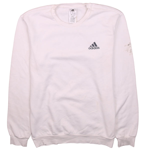 Adidas 90s Vintage Heavyweight White Crew Sweatshirt Men's L