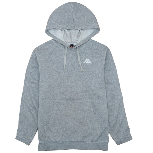 Vintage Kappa 90's Grey Pullover Hoodie with Drawstring Pockets, Size Medium