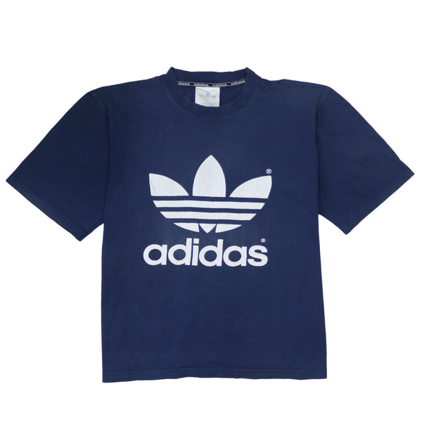 Adidas 90's Spellout Short Sleeves T Shirt Large  Navy Blue