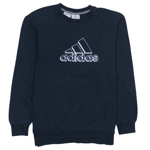 Adidas 90's Spellout Crew Neck Sweatshirt Large Navy Blue