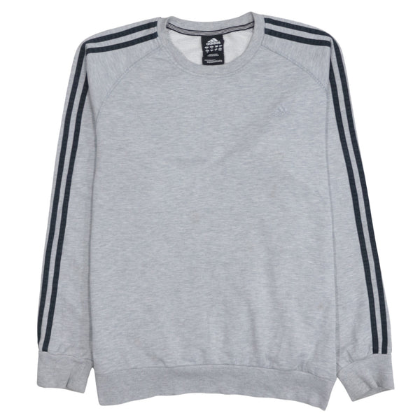 Adidas 90's Striped Sleeve Crew Neck Sweatshirt Medium Grey