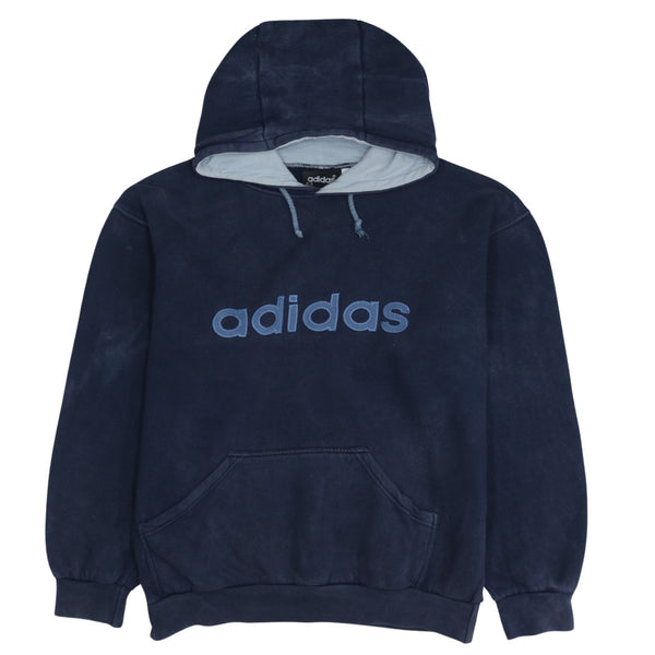 Adidas 90's Spellout Pullover Hoodie Medium Navy Blue