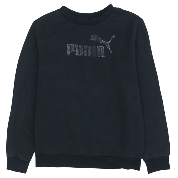 Puma 90's Black Spellout Crew Neck Sweatshirt, Medium