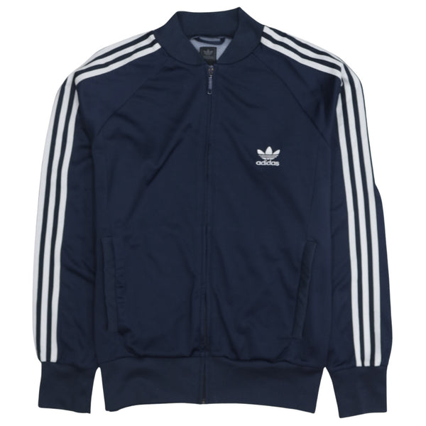 Adidas 90's Striped Sleeve Full Zip Up Sweatshirt Medium Navy Blue
