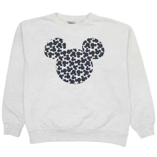Disney Mickey Mouse 90's Crew Neck Sweatshirt White Small Cotton