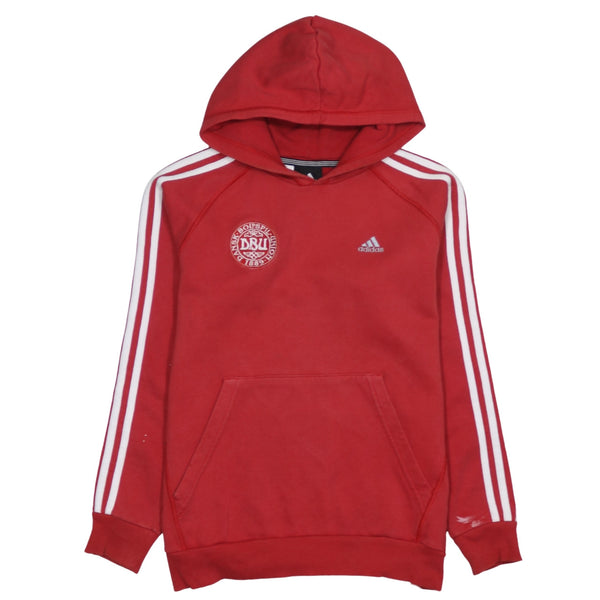 Adidas 90's Striped Sleeve Pullover Hoodie Large Red