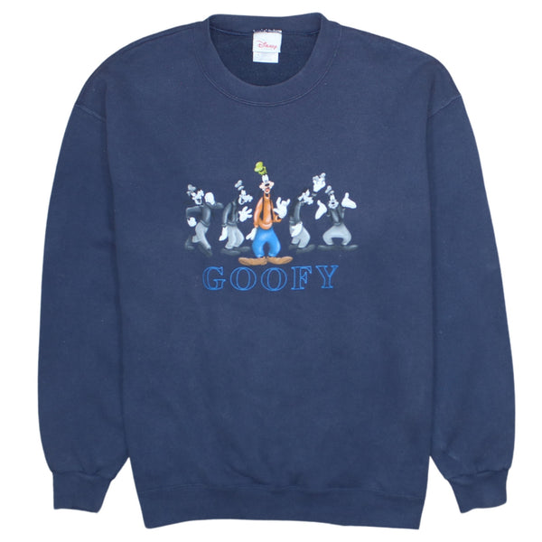 Vintage 90's Disney Goofy Crew Neck Navy Blue Sweatshirt Large