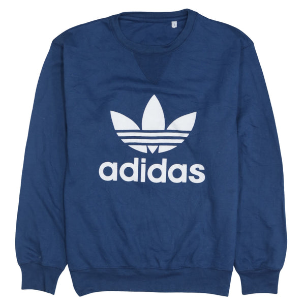 Adidas 90's Spellout Crew Neck Sweatshirt Large Blue