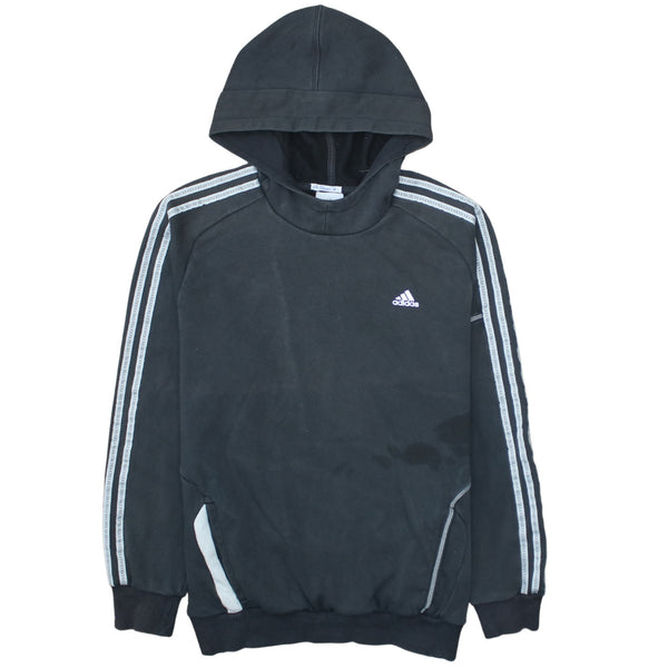 Adidas 90's Striped Sleeve Pullover Hoodie Medium Black