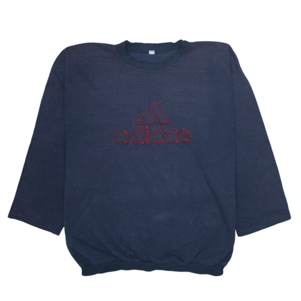 Adidas 90's Spellout Crew Neck Sweatshirt Small  Navy Blue