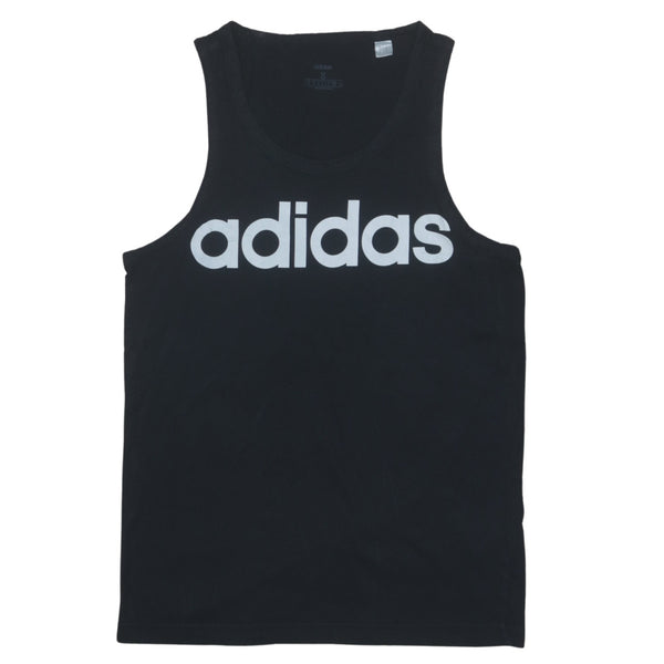Adidas Vintage 90's Spellout Black Vest, Men's Small Sleeveless Cotton