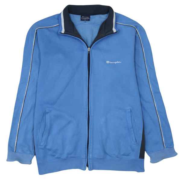 Champion 90's Lightweight Full Zip Up Sweatshirt Large Blue