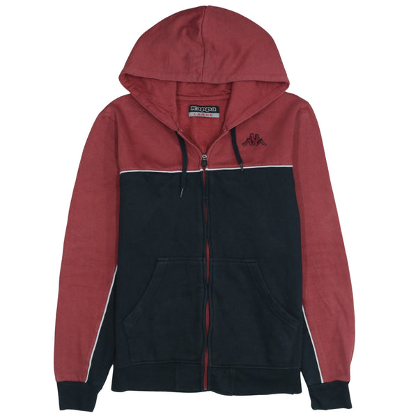 Kappa Vintage 90s Black Hoodie Full Zip Drawstring Pockets L