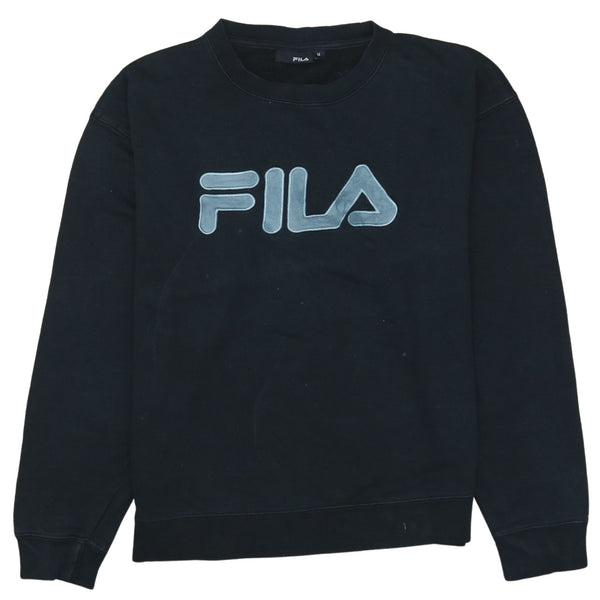 Fila Vintage 90's Spellout Black Cotton Crew Neck Sweatshirt M