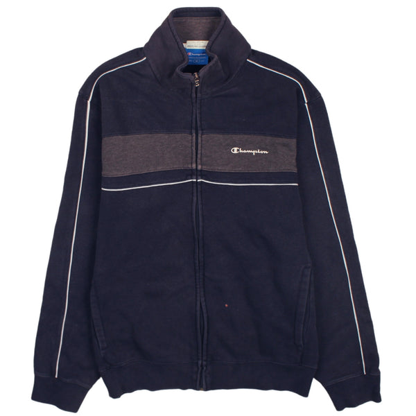 Champion 90's Heavyweight Full Zip Sweatshirt Medium Navy Blue Retro