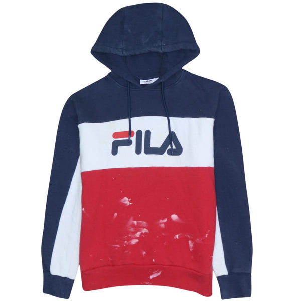 Fila 90's Spellout Pullover Hoodie Small Navy Blue