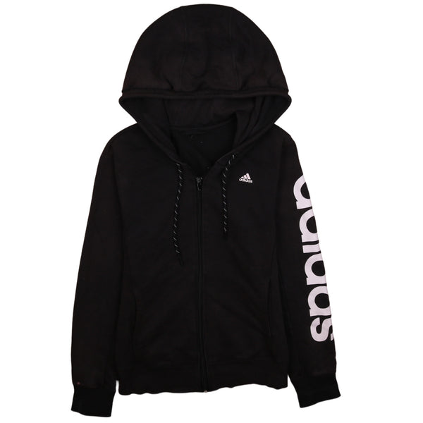 Adidas 90's Vintage Black Sportswear Zip Hoodie Men XS Authentic