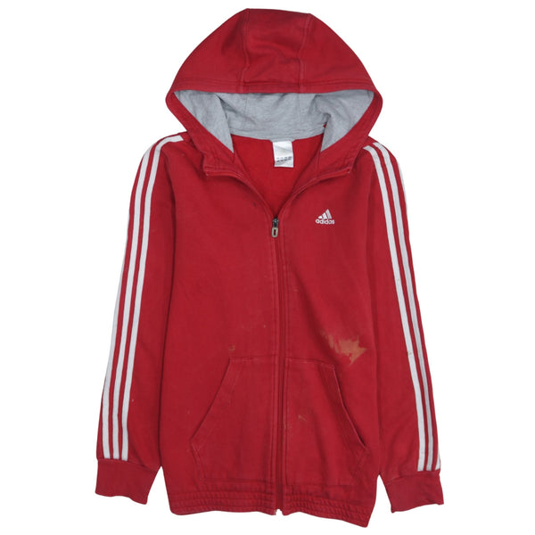 Adidas 90's Red Striped Sleeve Full Zip Up Hoodie - Men's Small
