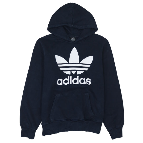 Adidas 90's Vintage Spellout Pullover Hoodie Large Black Cotton