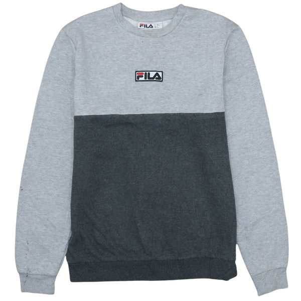 Vintage 90's Fila Grey Cotton Crewneck Sweatshirt Small Men