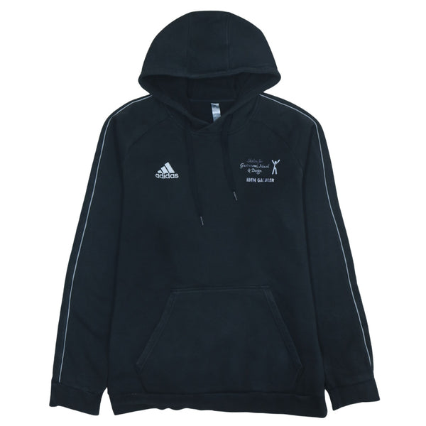 Adidas Vintage 90's Black Pullover Hoodie with Drawstring Pockets, Men's Large