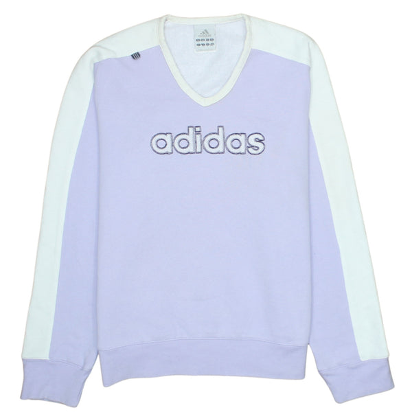 Adidas 90's Spellout V Neck Sweatshirt Small  Purple