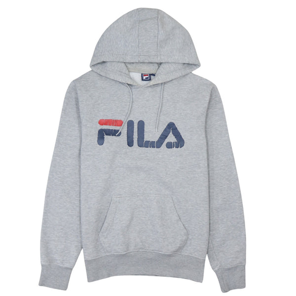 Fila 90's Vintage Grey Spellout Hoodie Medium