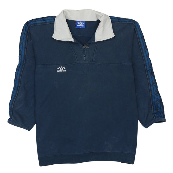 Umbro 90's Heavyweight Quarter Zip Sweatshirt Large Navy Blue