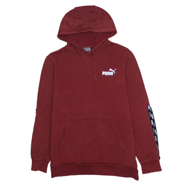 Puma 90's Drawstring Pockets Pullover Hoodie Medium Burgundy Red