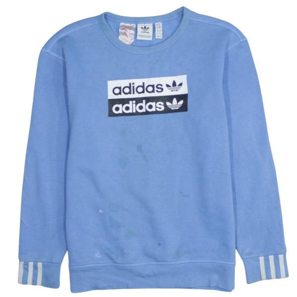 Adidas 90's Vintage Spellout Crew Neck Sweatshirt Medium Blue