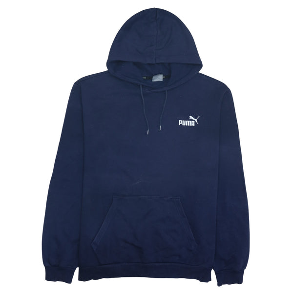 Puma 90s Vintage Navy Blue Drawstring Pullover Hoodie XLarge