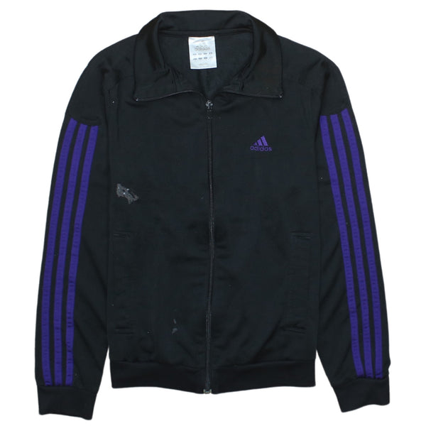 Adidas 90's Black Striped Sleeve Full Zip Sweatshirt Women's Small