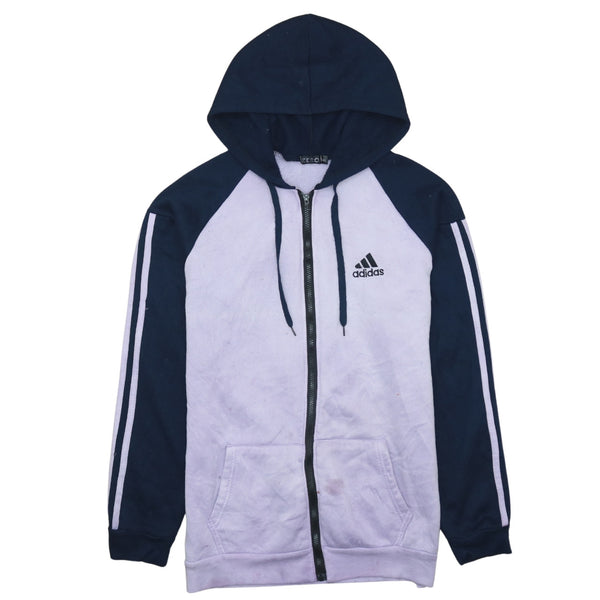 Adidas 90's Striped Sleeve Full Zip Up Hoodie XXL Navy Cotton