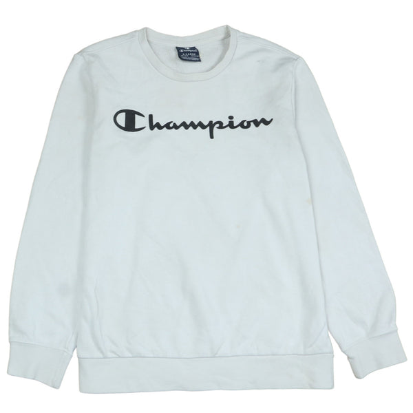 Vintage Champion 90s XL Spellout Crew Neck Sweatshirt White