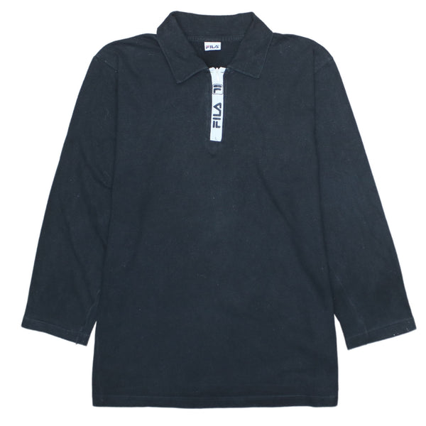 Vintage Fila 90's Black Quarter Zip Sweatshirt Medium