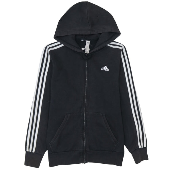 Adidas 90's Striped Sleeve Full Zip Up Hoodie Small Black