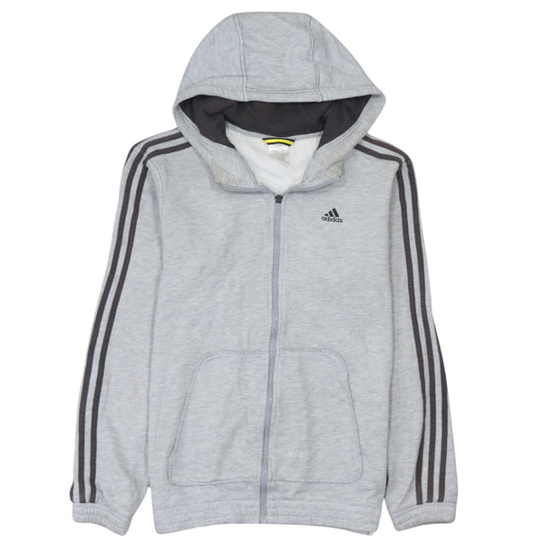 Adidas 90's Striped Sleeve Full Zip Up Hoodie Small Grey