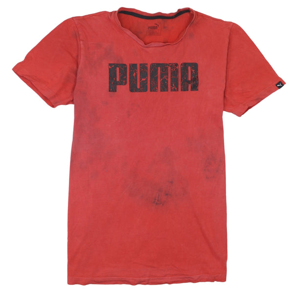 Puma 90's Vintage Red Spellout Short Sleeve T Shirt Men's Medium