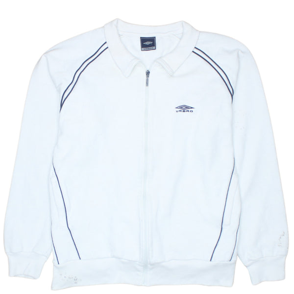Umbro 1990s Vintage Lightweight Full Zip Sweatshirt XLarge White