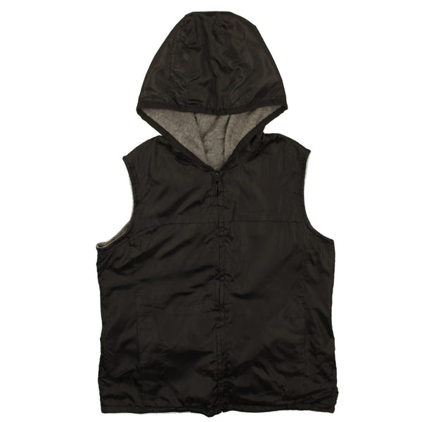 Vintage 90's Black Hooded Vest Sleeveless Gilet XSmall