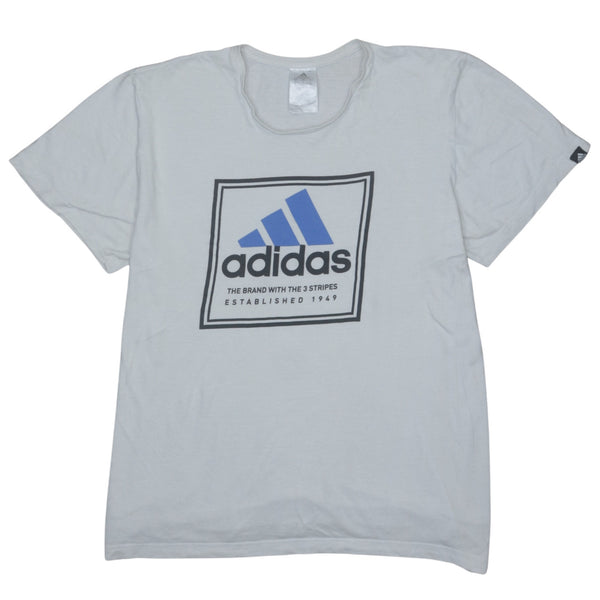 Adidas 90s Vintage Large Beige Cream Spellout T Shirt
