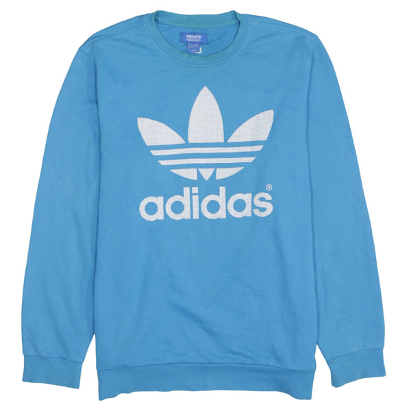 Adidas 90's Spellout Crew Neck Sweatshirt Large Blue