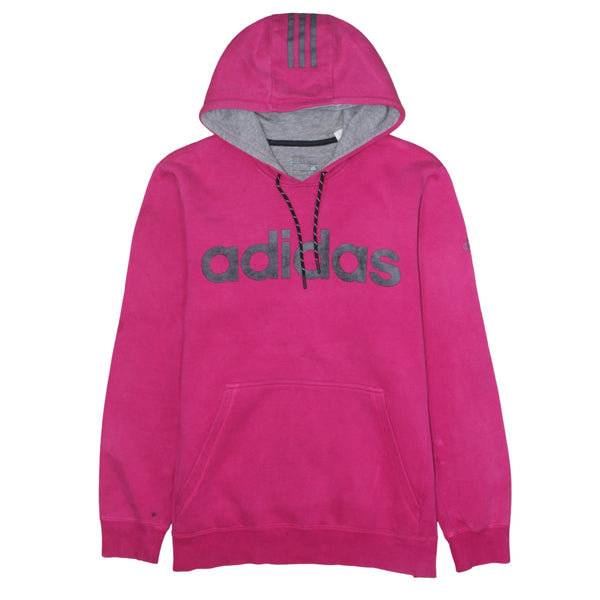 Adidas 90's Spellout Pullover Hoodie Large Pink